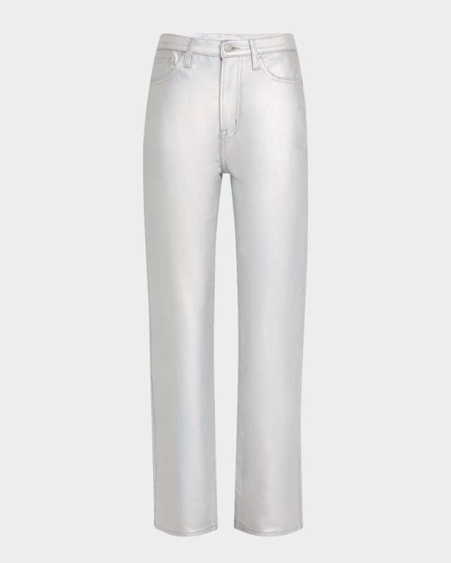 Cassie Super High-Rise Straight Crop Metallic Jeans